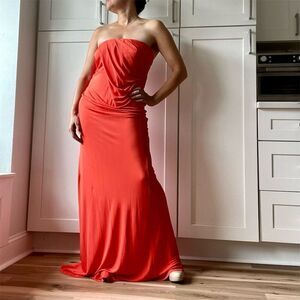 Belle Badgley Mischka Women's Strapless Red Evening Gown Size M